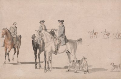 紳士と花婿が乗ったカンバーランド公爵と犬 作： Paul Sandby